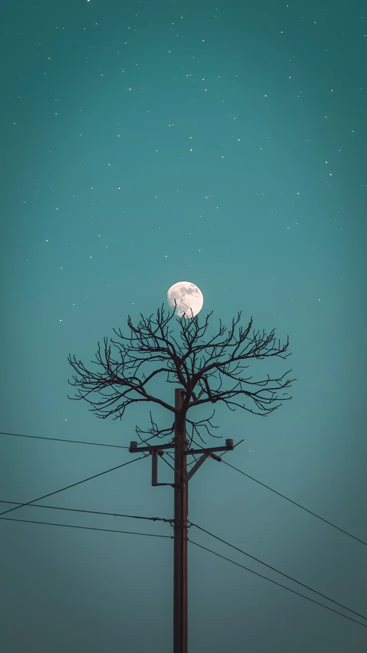 🌕✨ Moon Magic on the Wires  Aesthetic Vibes ✨🌙