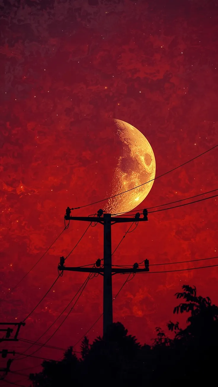 🌕✨ Moon Magic on the Wires  Aesthetic Vibes ✨🌙
