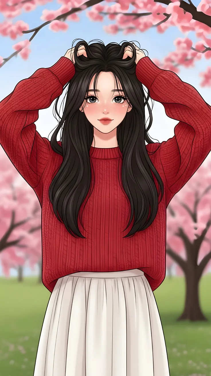 A Girl who is missing someone and enjoying the beautiful cherry blossoms🌸🌸