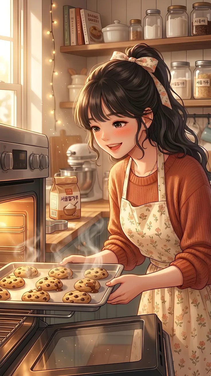 Korean Anime Girl Baking Cookies Step by Step 🍪💖
