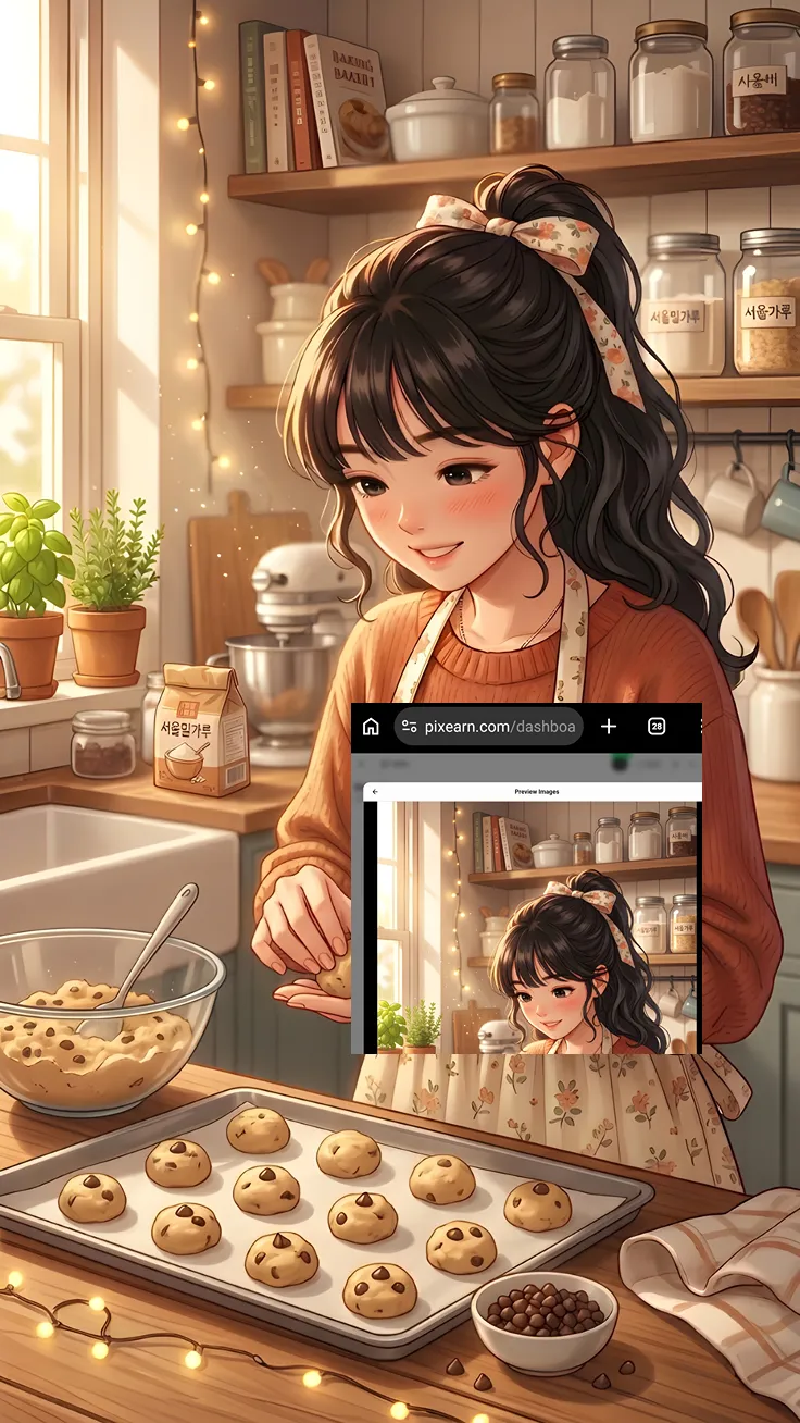Korean Anime Girl Baking Cookies Step by Step 🍪💖