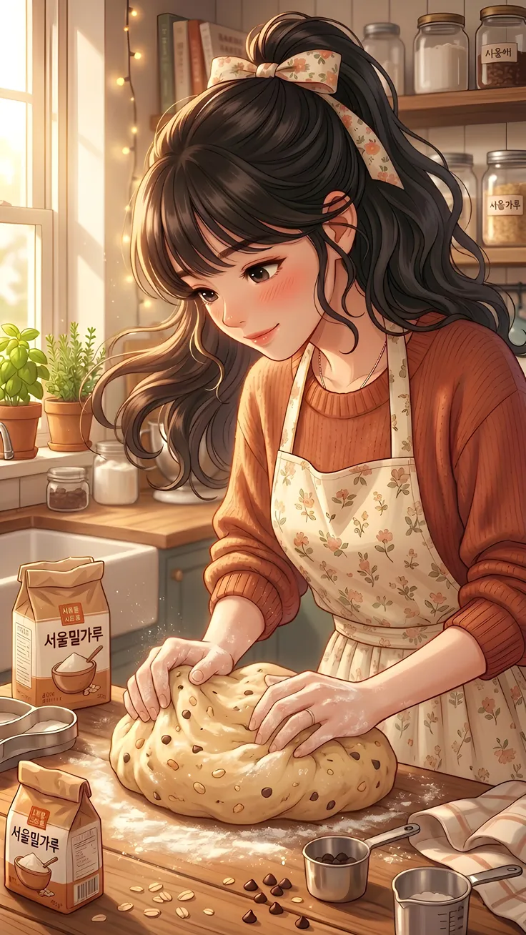 Korean Anime Girl Baking Cookies Step by Step 🍪💖