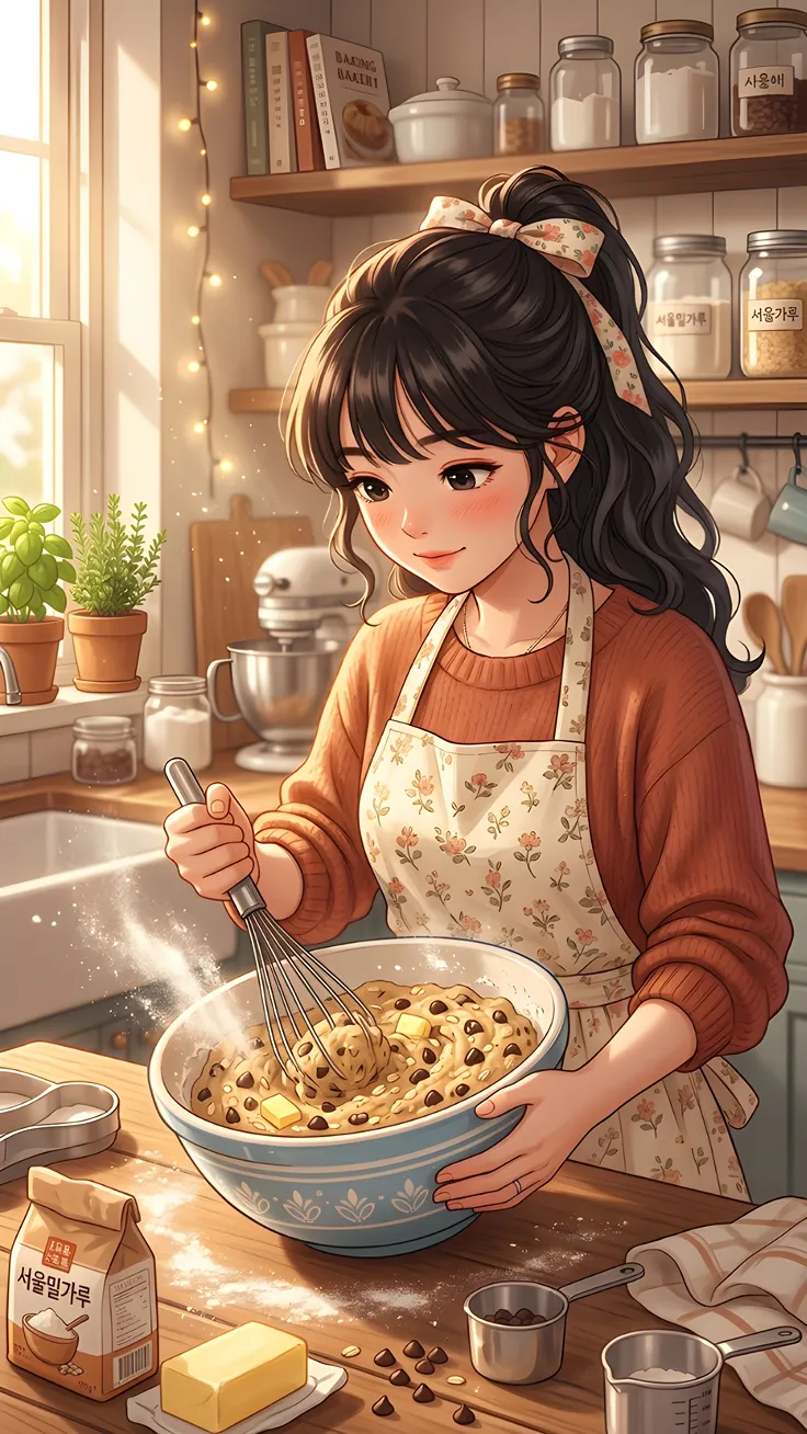 Korean Anime Girl Baking Cookies Step by Step 🍪💖