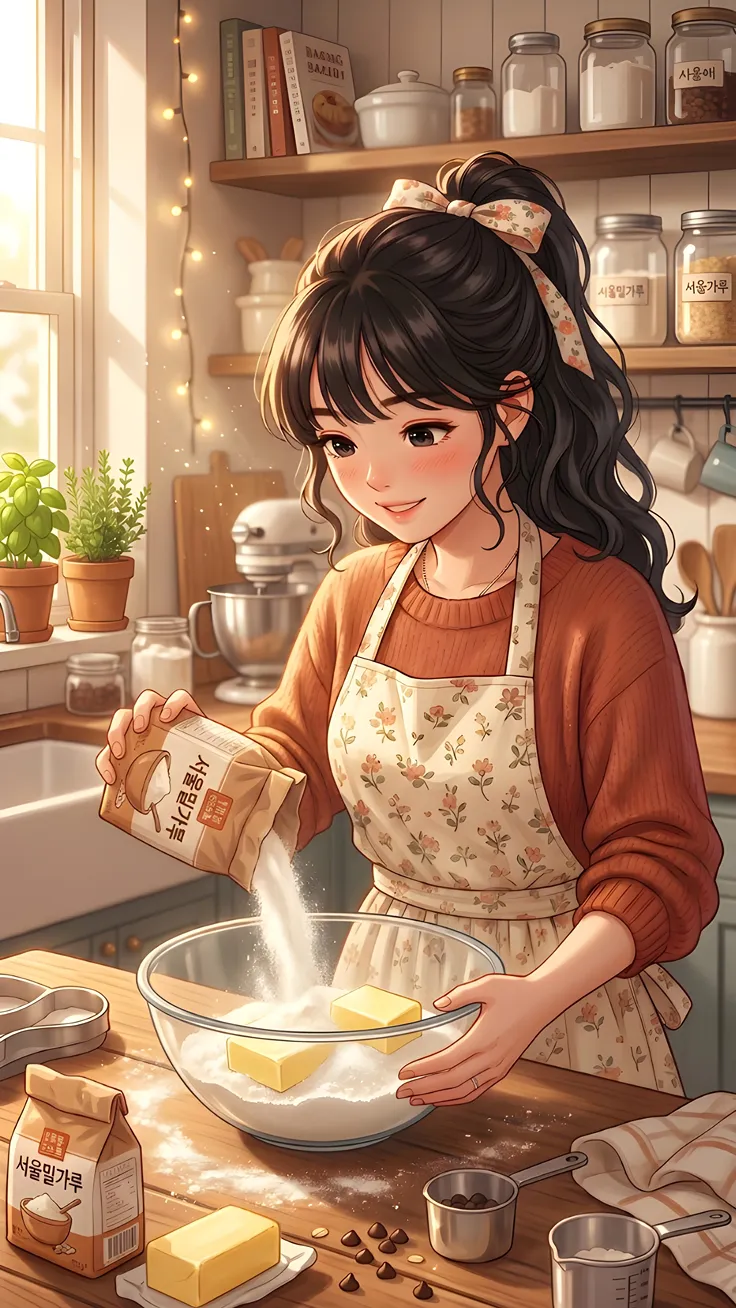 Korean Anime Girl Baking Cookies Step by Step 🍪💖