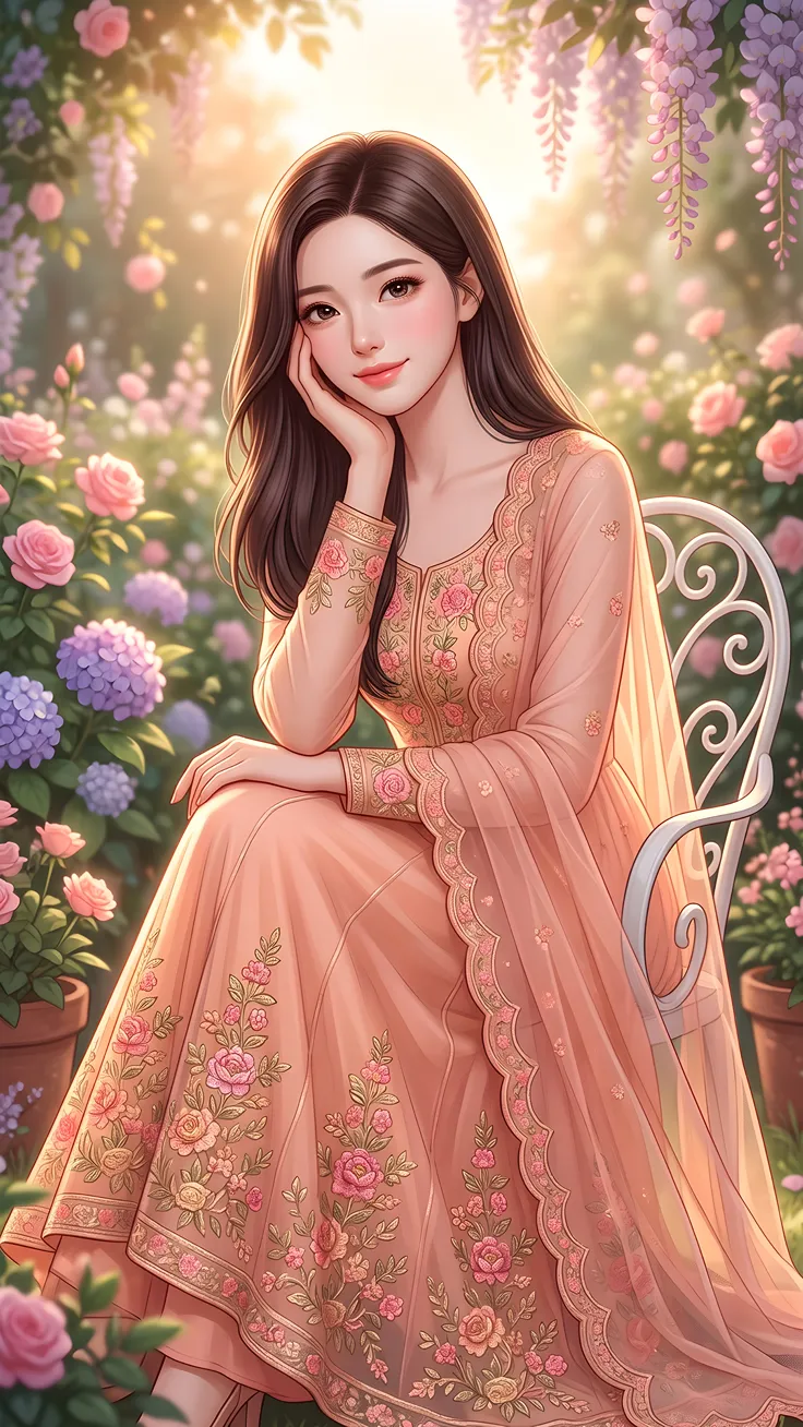 Ethereal Anime Beauty in Bloom Dreamy Floral Aesthetic Wallpaper