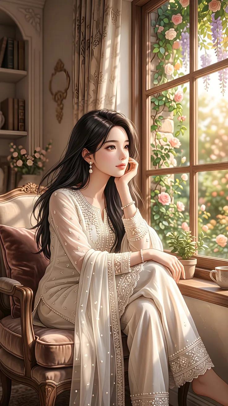 Ethereal Anime Beauty in Bloom Dreamy Floral Aesthetic Wallpaper