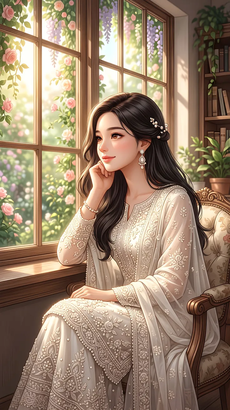 Ethereal Anime Beauty in Bloom Dreamy Floral Aesthetic Wallpaper
