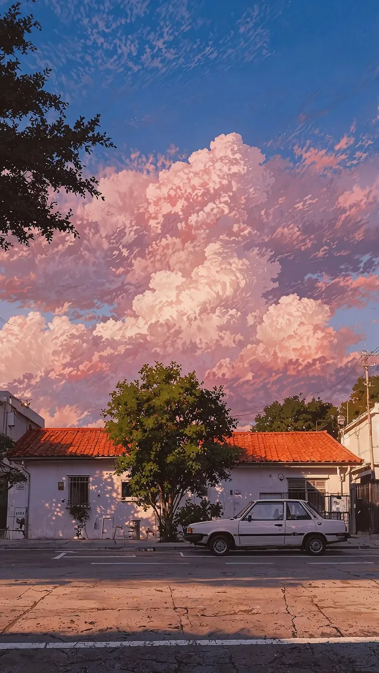 Soft Lights Beneath Blushing Skies 🌸🌙 4k Wallpapers