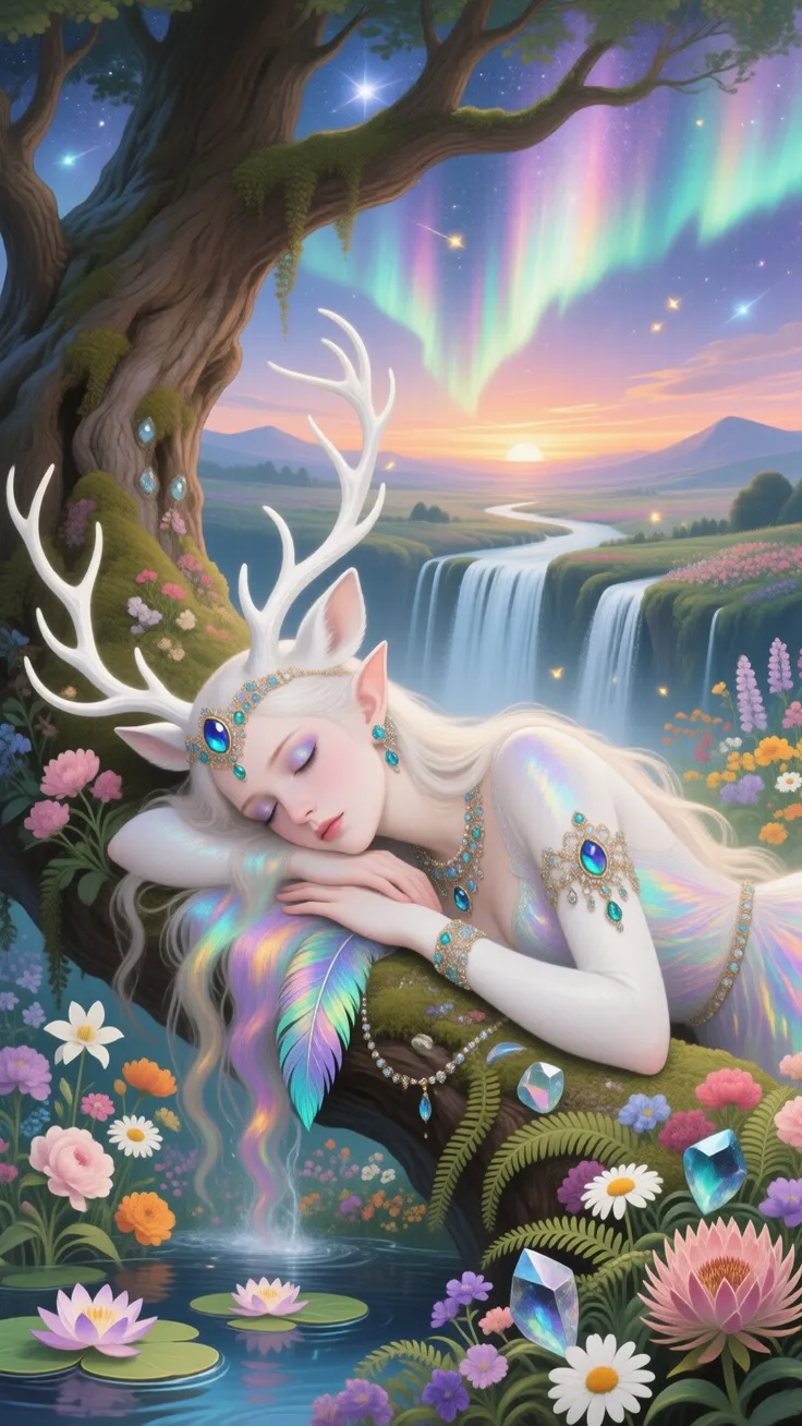 Opalescent Deer Fairy Aurora Fantasy