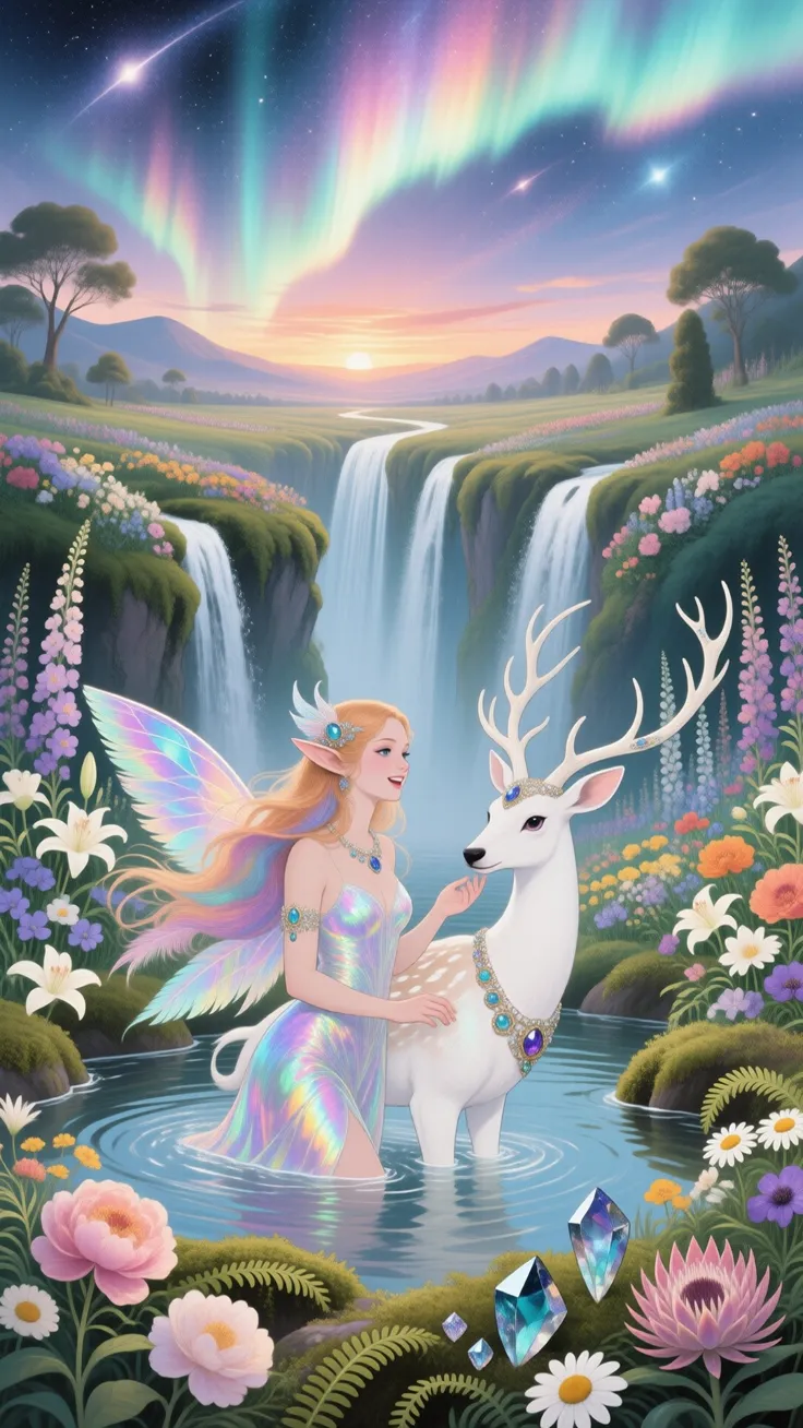 Opalescent Deer Fairy Aurora Fantasy