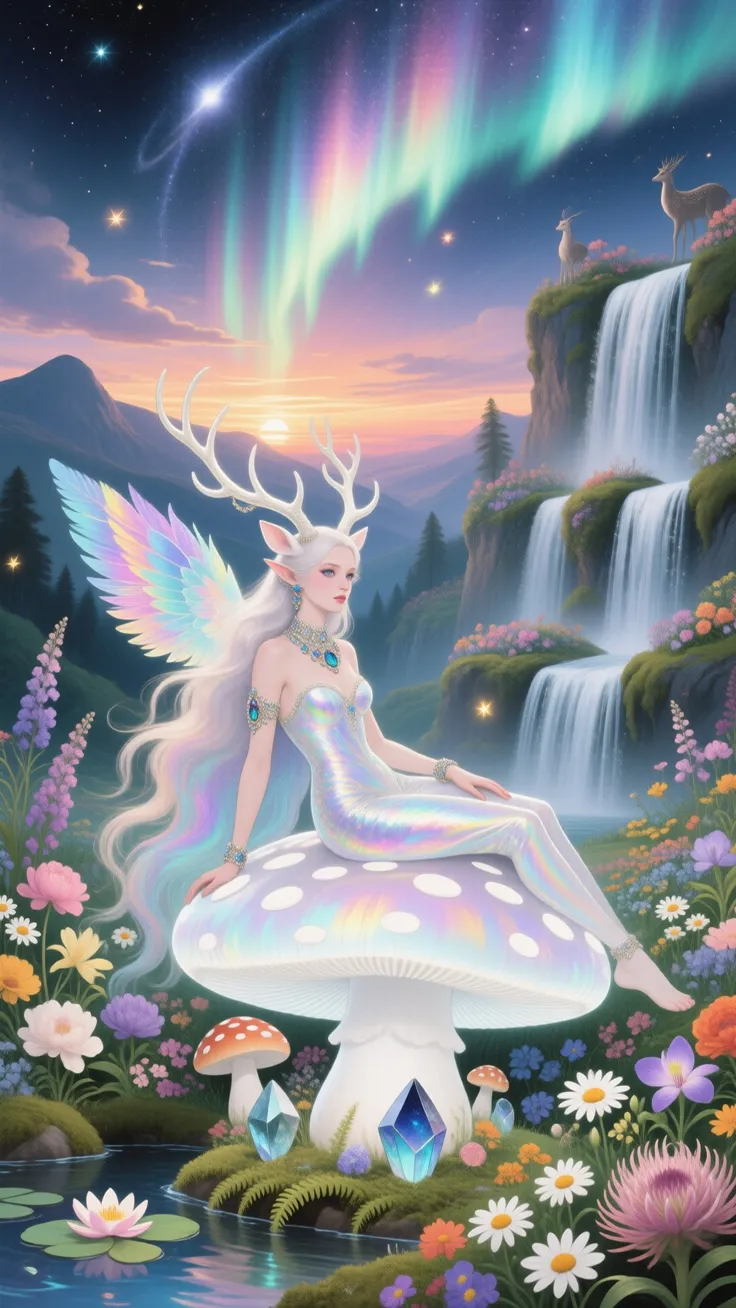 Opalescent Deer Fairy Aurora Fantasy