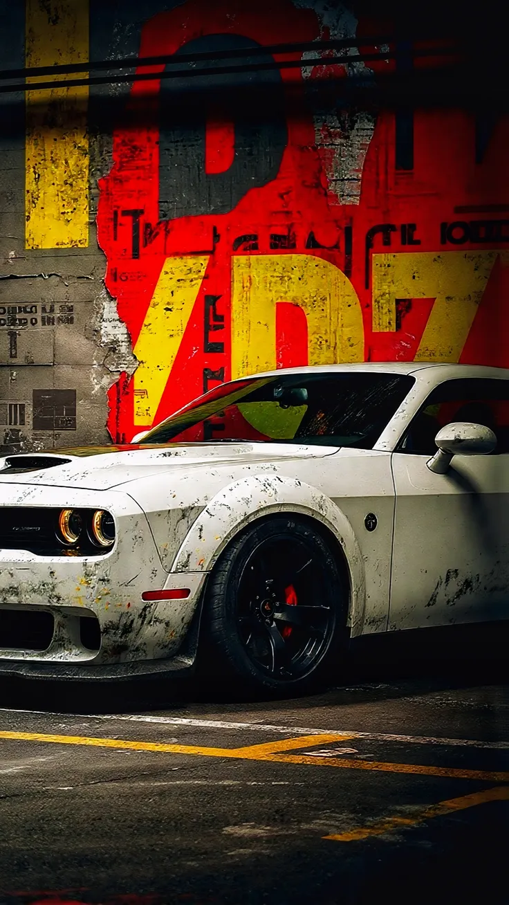 White bodyRed rageStreets dont sleep when Hellcat breathes