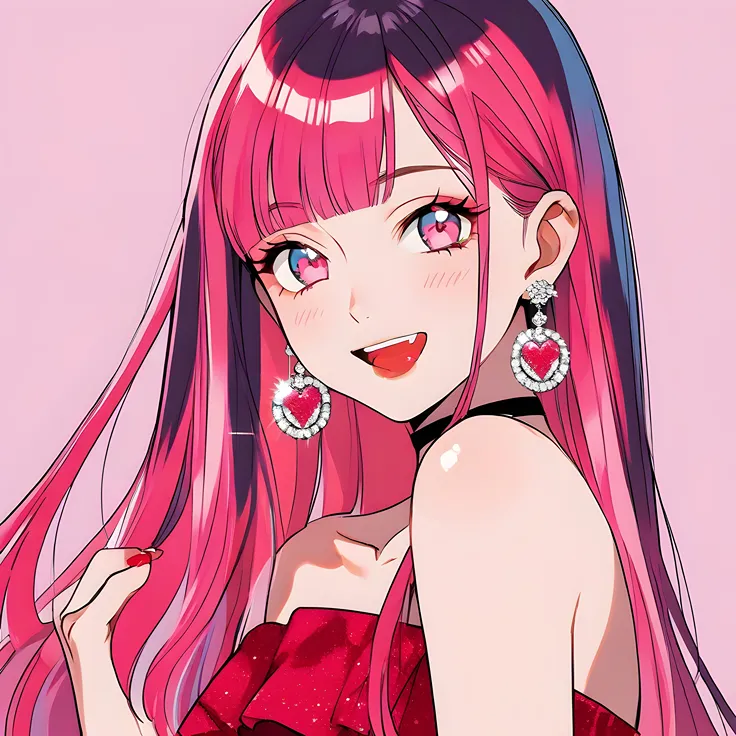 Glossy hair anime-pink hairs anime
