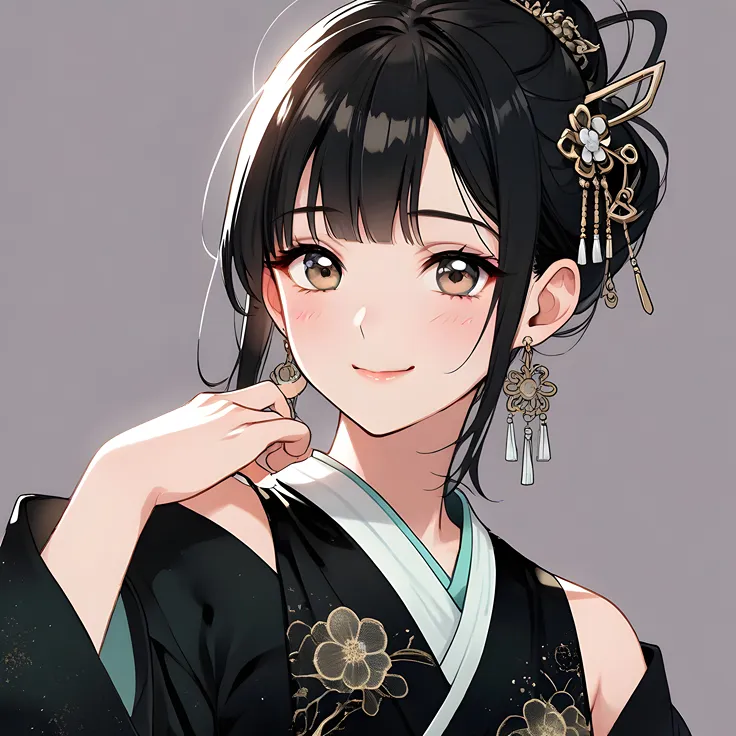 Cute anime in traditional outfit