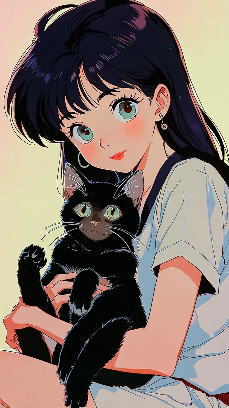 Anime girl holding cat