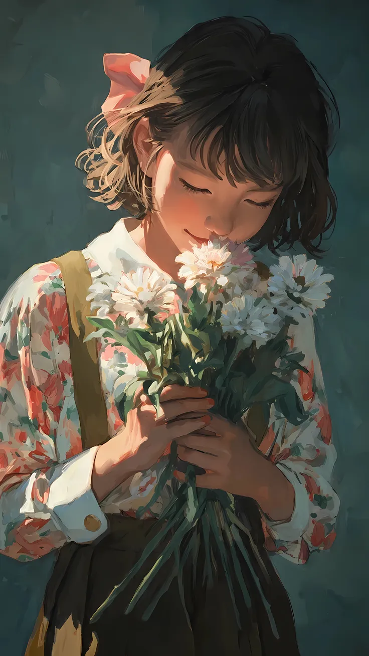 Golden Bloom Girl Soft Aesthetic Wallpaper