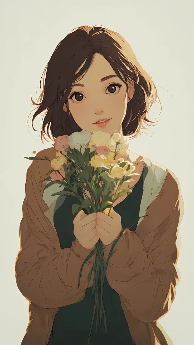 Golden Bloom Girl Soft Aesthetic Wallpaper