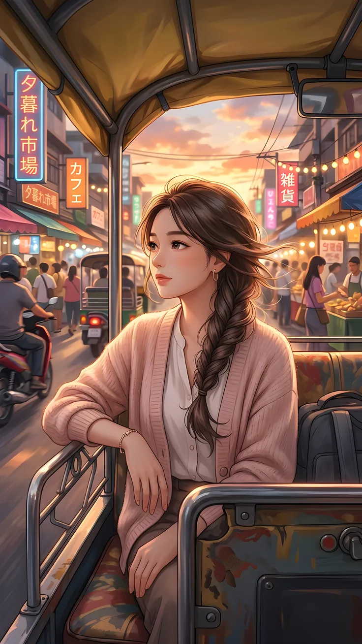 Anime Girl on a Night Train Journey