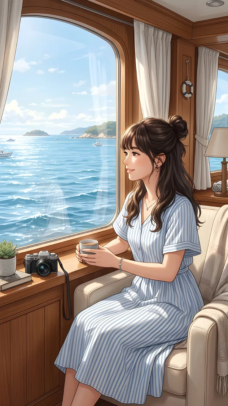 Anime Girl on a Night Train Journey