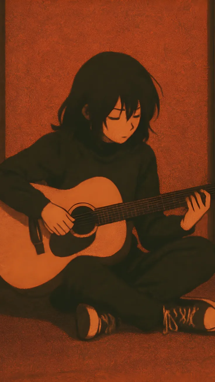 Anime girl with guitar