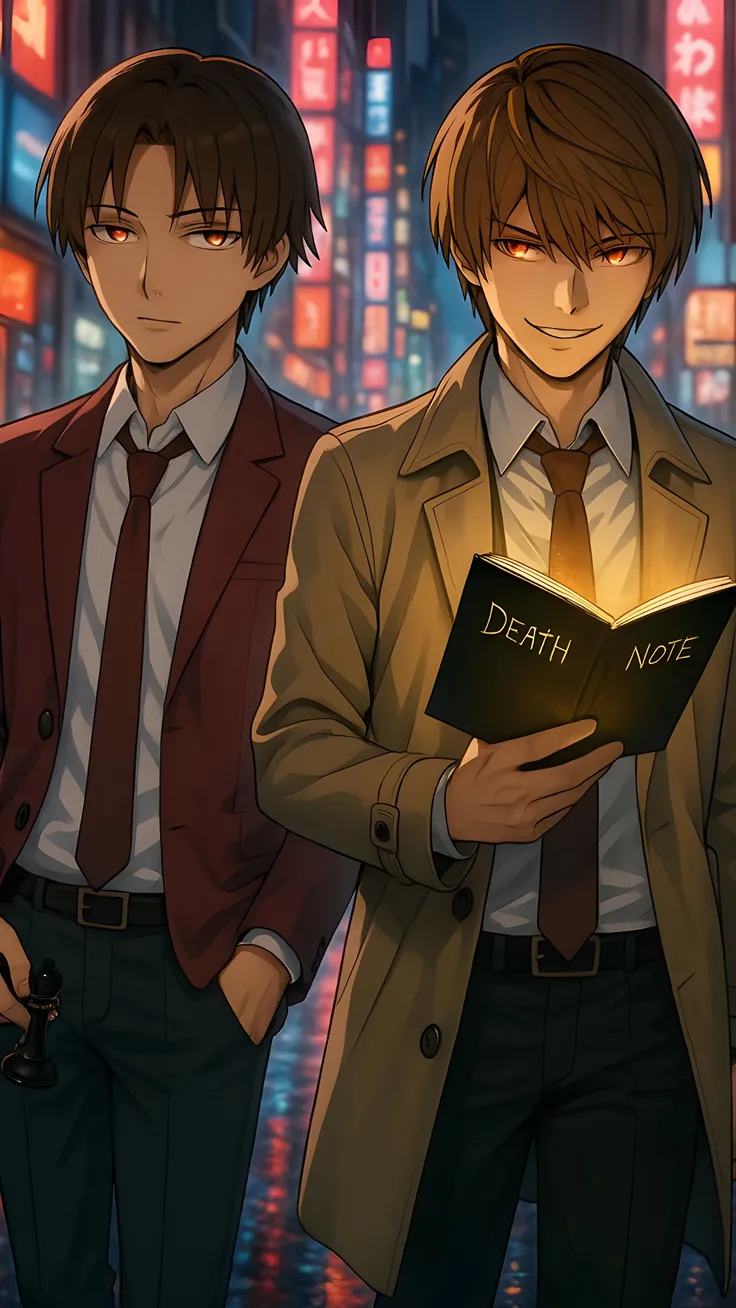 Anime fan art of ayanokuji (classroom of elites) and light yagami (death note) duo