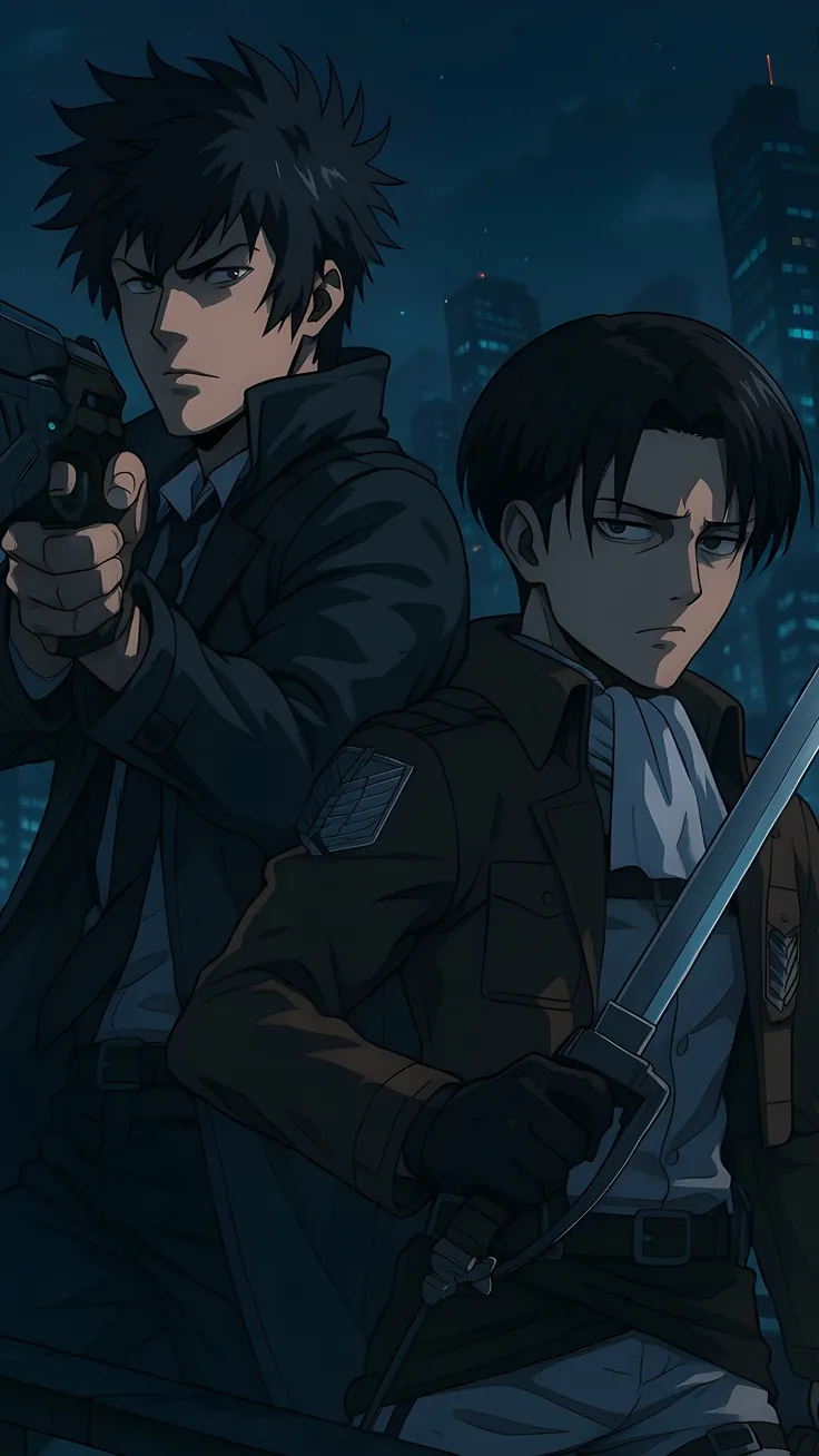 Anime fan art of Shinya kogami (psycho-pass) and levi Ackerman (attack on Titans) duo