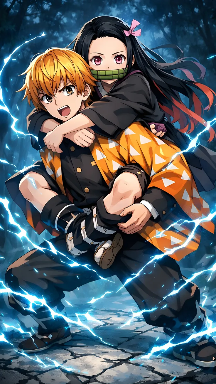 Anime fan art of demon slayer - Nezuko and Zenitsu