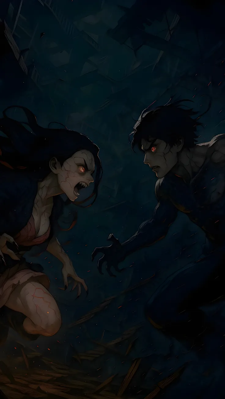 Anime fan art of demon slayer- Nezu to vs muzan