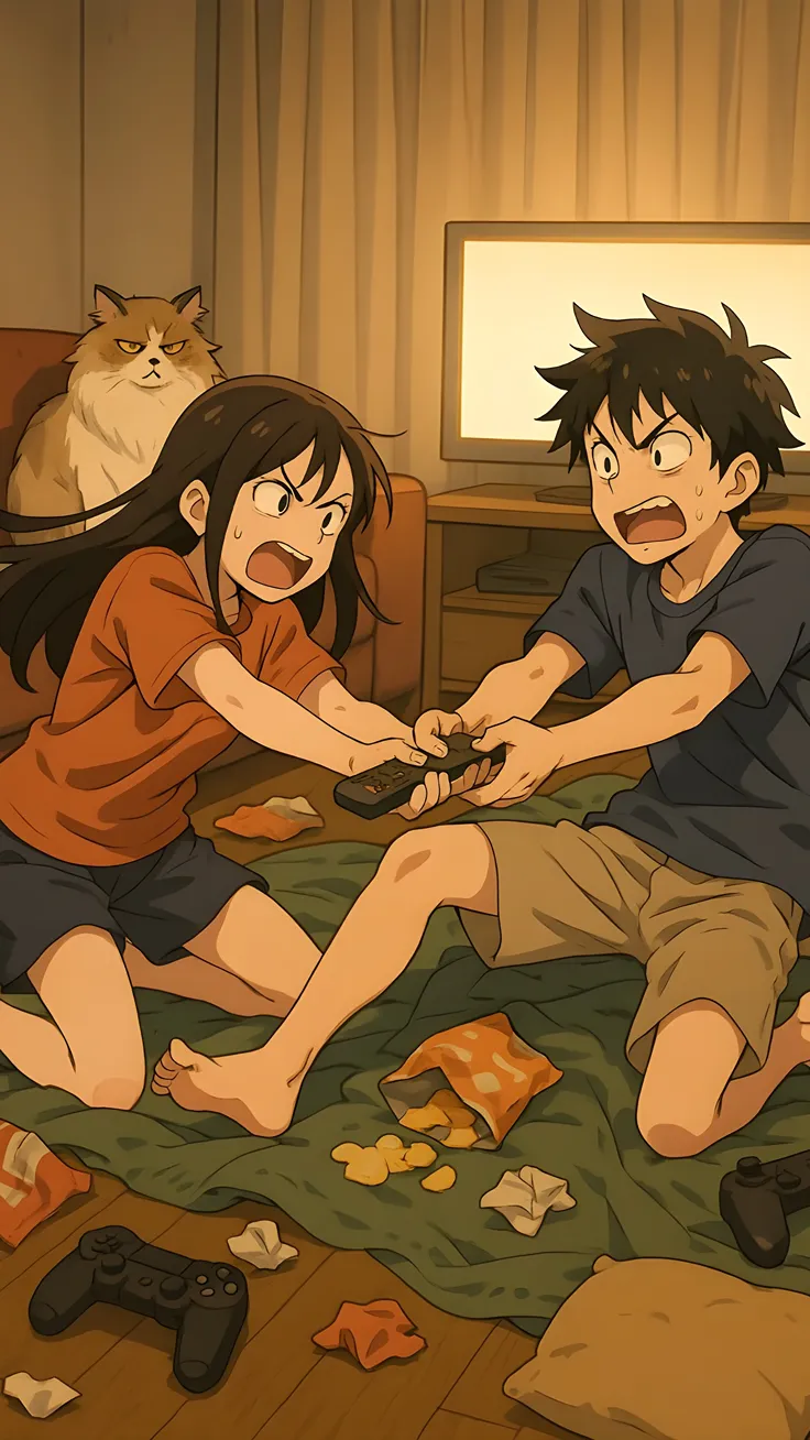 Anime sidlings fight anime