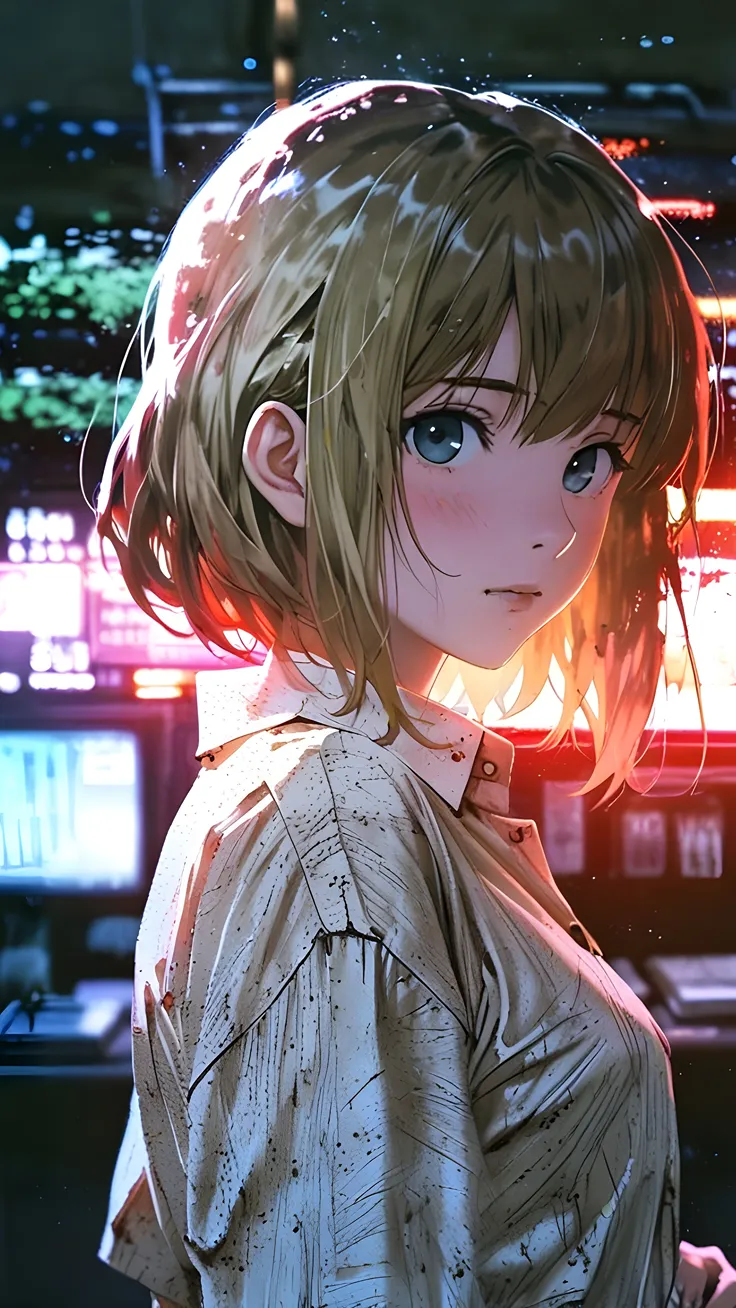 Beautiful anime girl with blond hair 