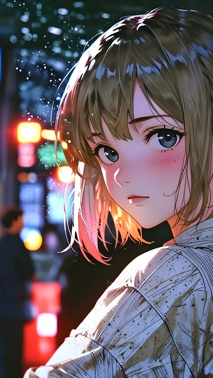 Beautiful anime girl with blond hair 