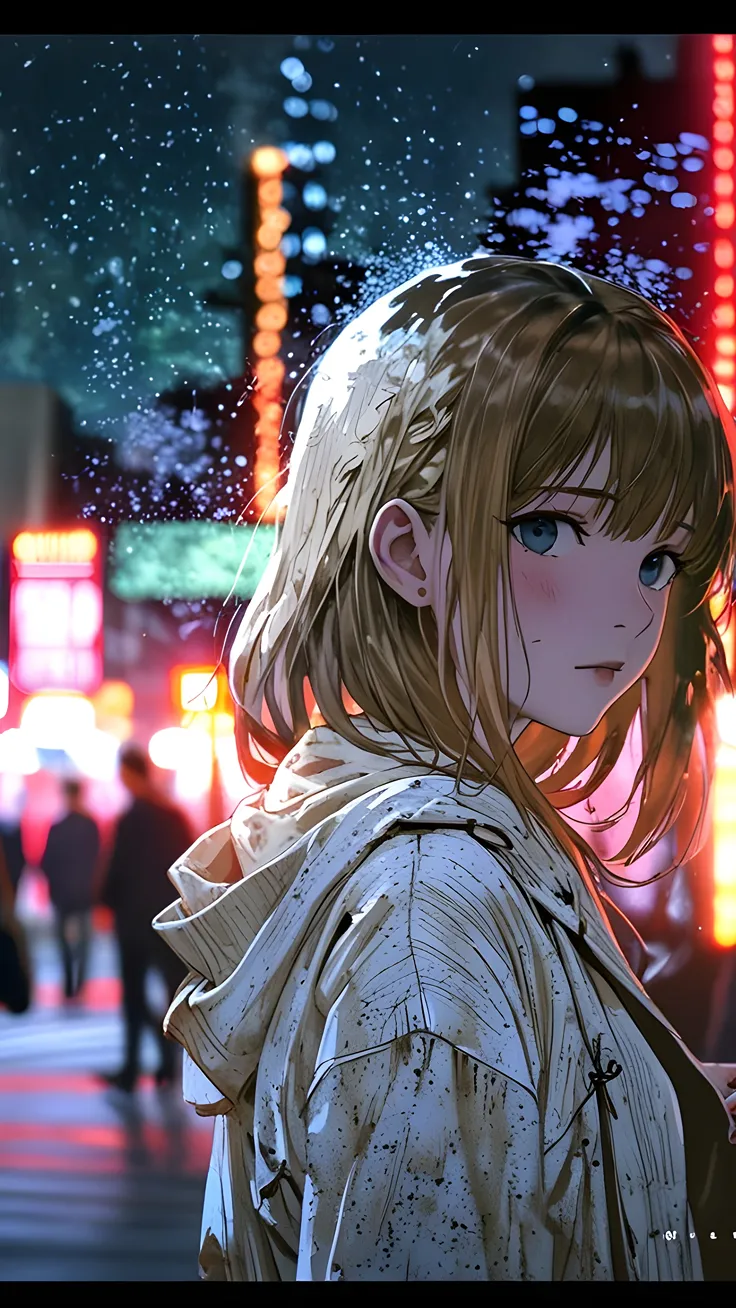 Beautiful anime girl with blond hair 