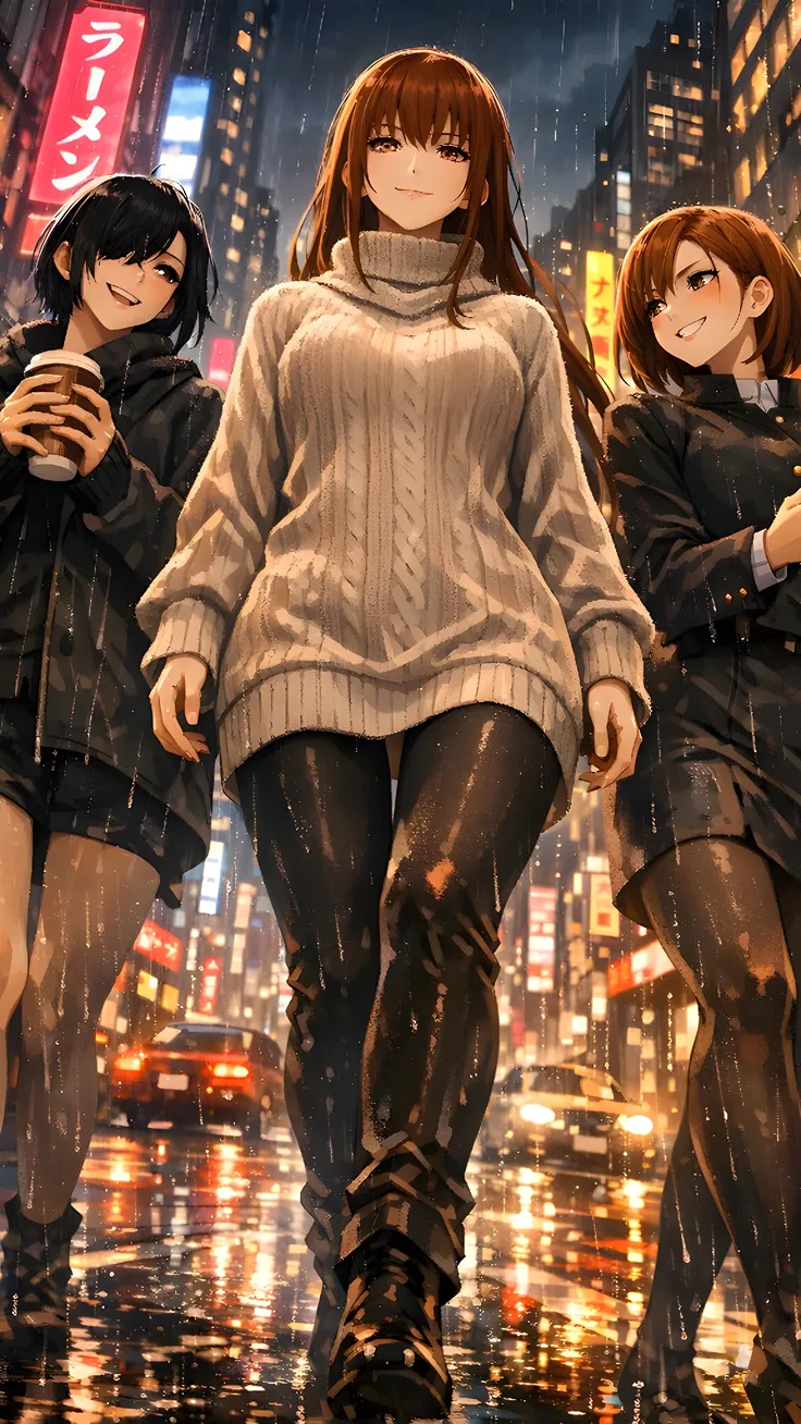 Anime fan art of nobara ,(jujutsu keisen )makima and himeno (chainsaw man) trio 