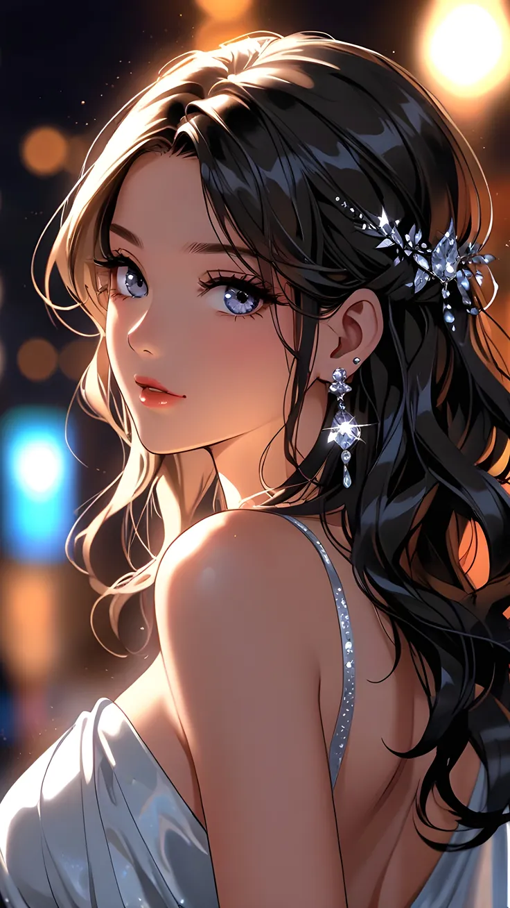 Fancy and beautiful anime girl in fancy party