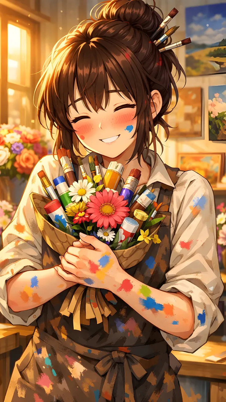 Anime girl ,artist dream bouquet