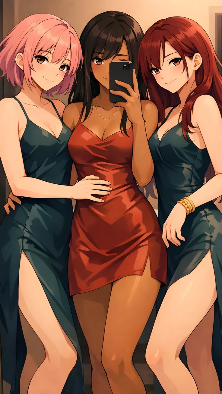 Anime beautiful girls trio
