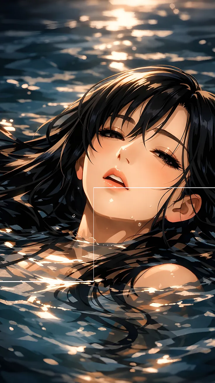 Anime girl Floating in Water Ai 