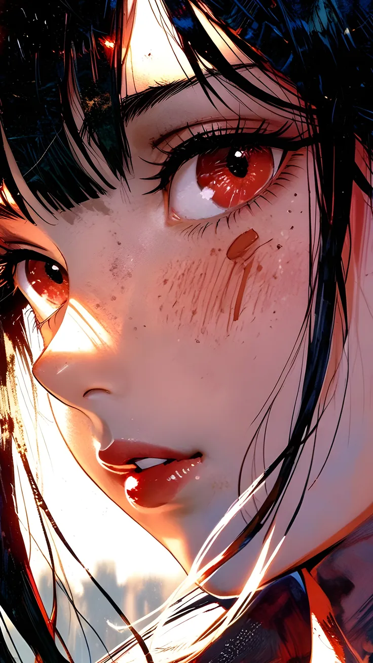 Anime girl with crimson gaze