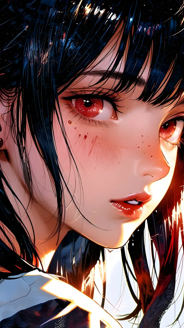 Girl in Scarlet Gaze in Sunlight