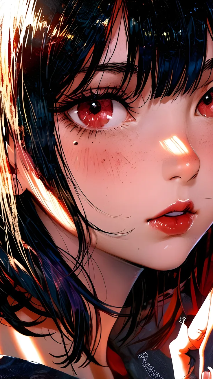 Girl in Scarlet Gaze in Sunlight