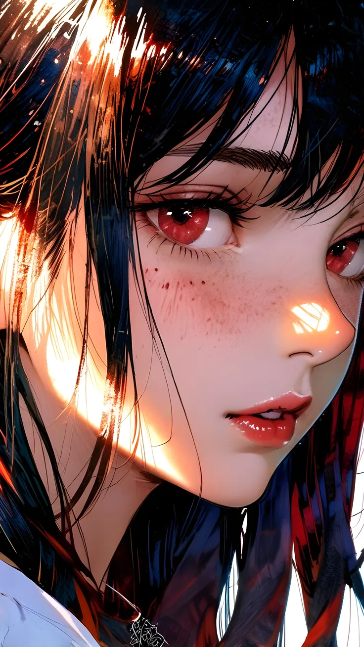 Girl in Scarlet Gaze in Sunlight