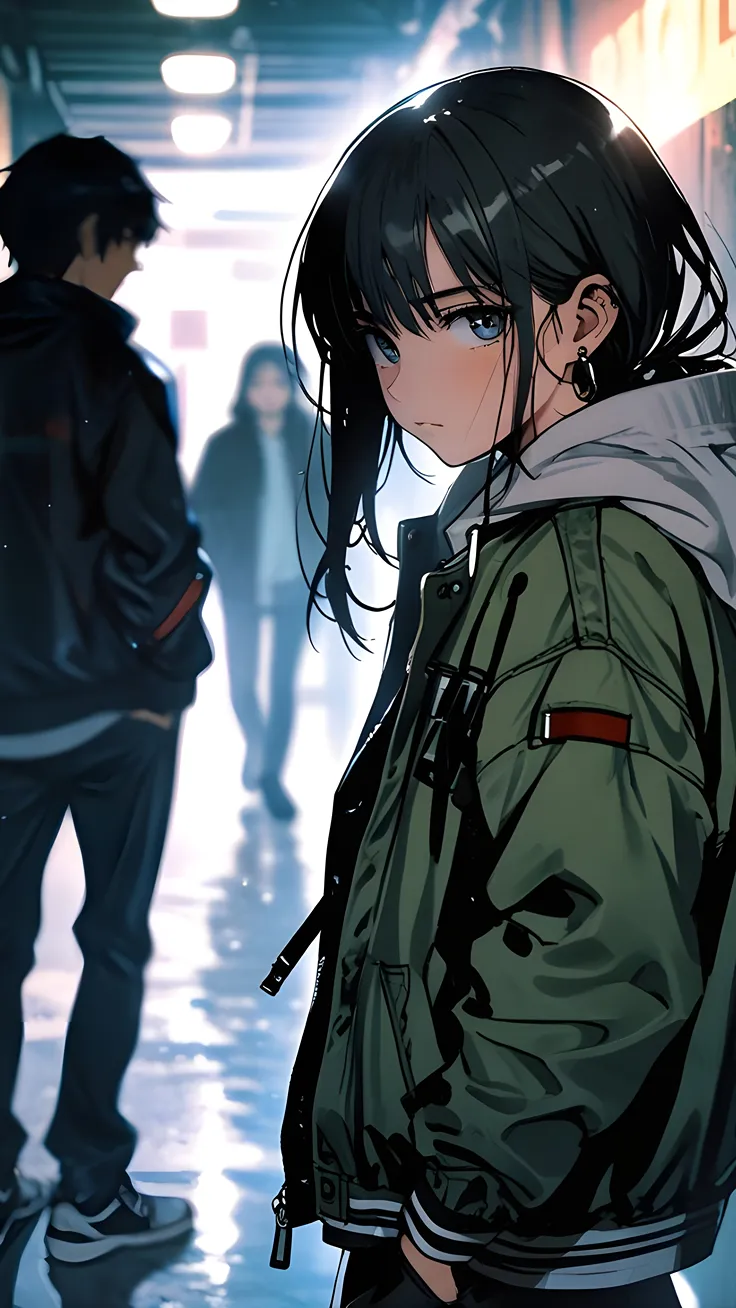 Anime gilr wearing hoodie AI