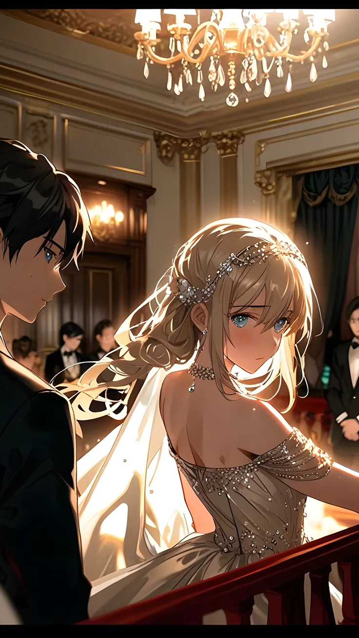 Anime girl in a fancy party for wealthy people AI