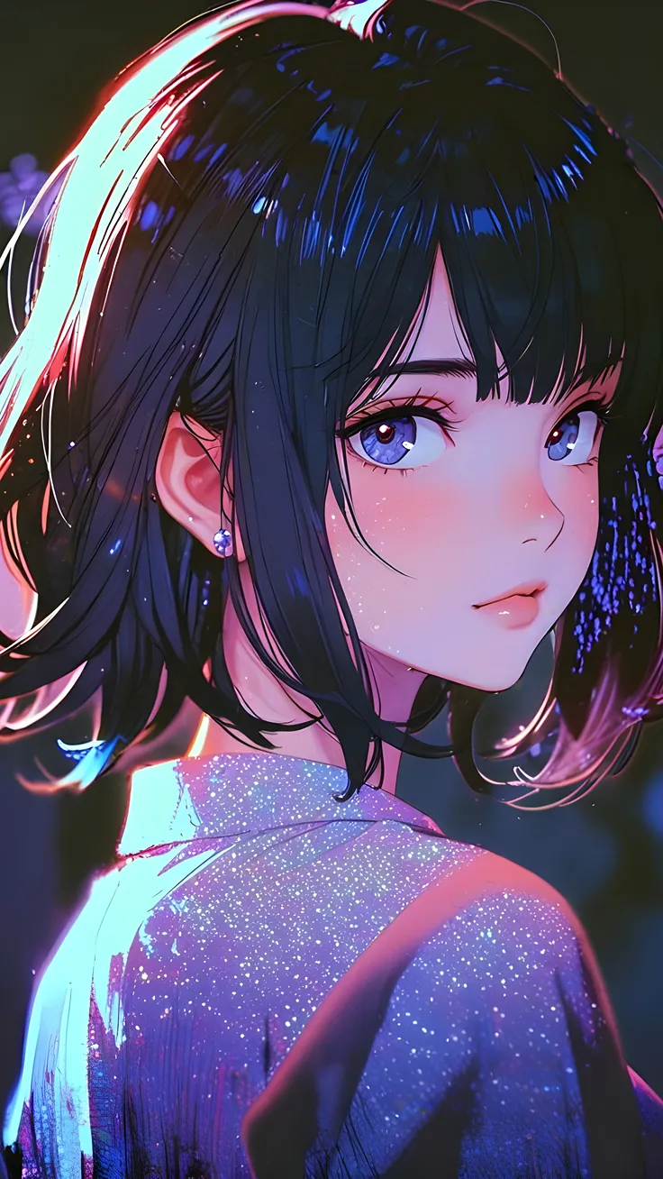 Anime beautiful girl with sparklet theme ai
