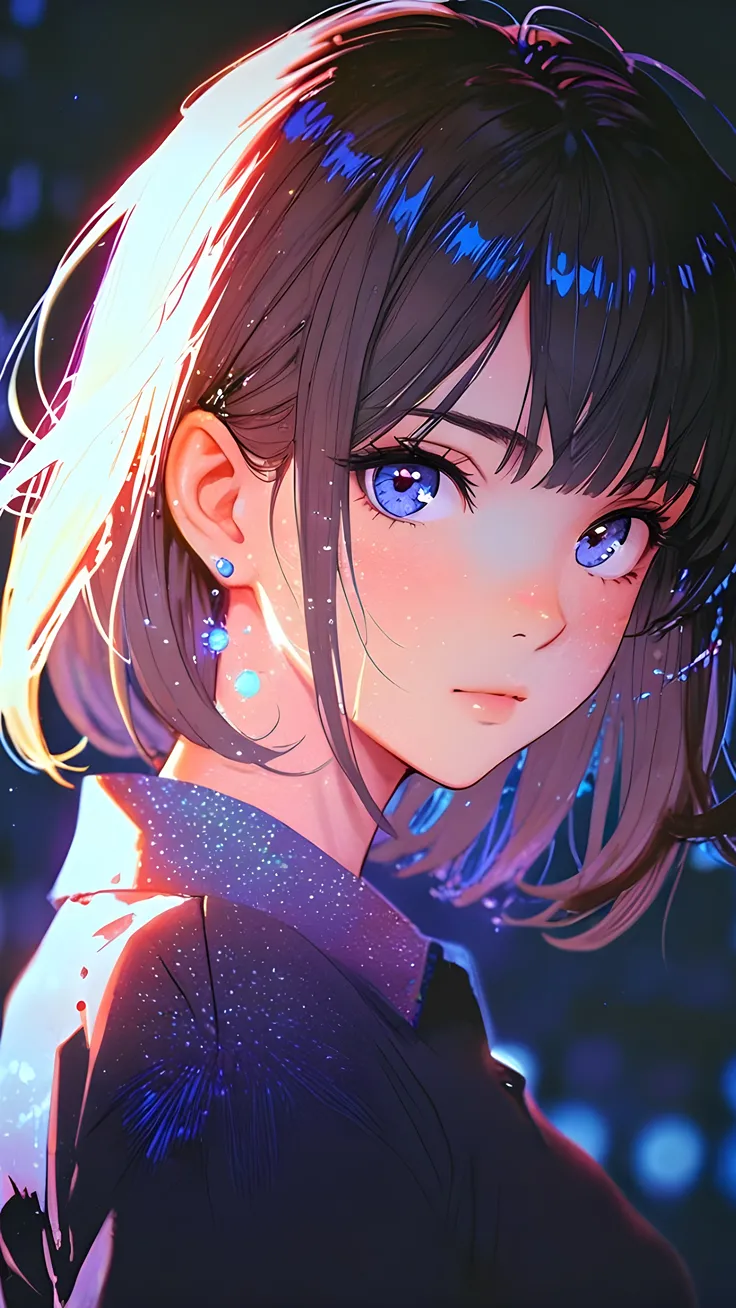 Anime beautiful girl with sparkle theme ai