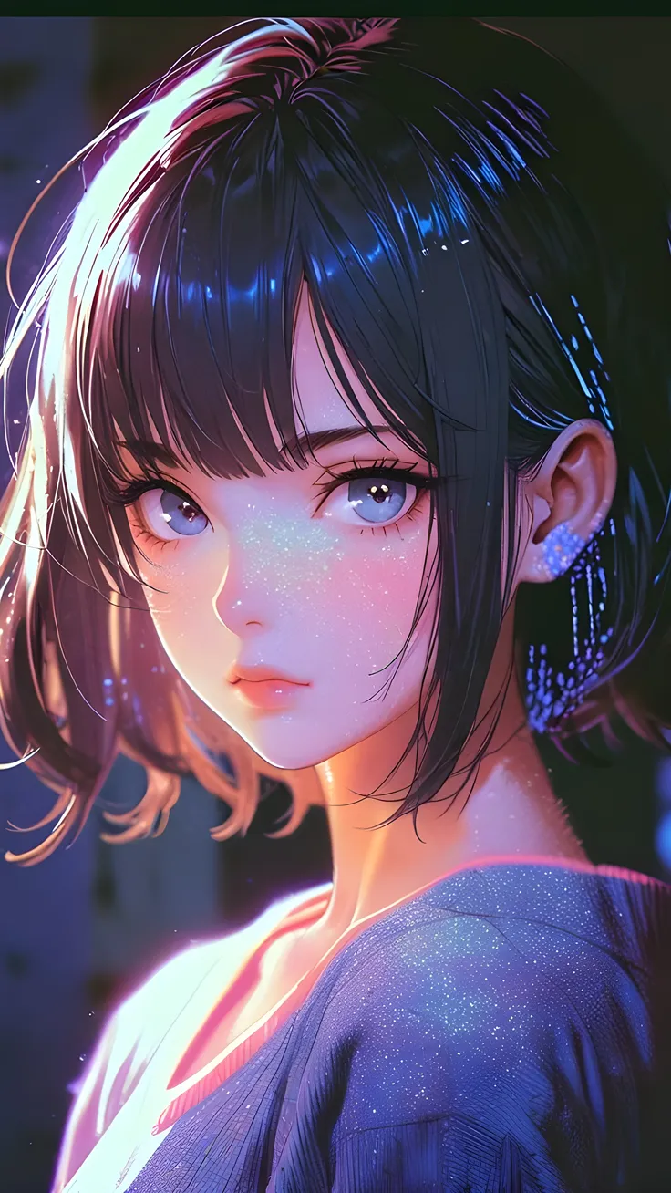 Anime girl with sparkle theme ai