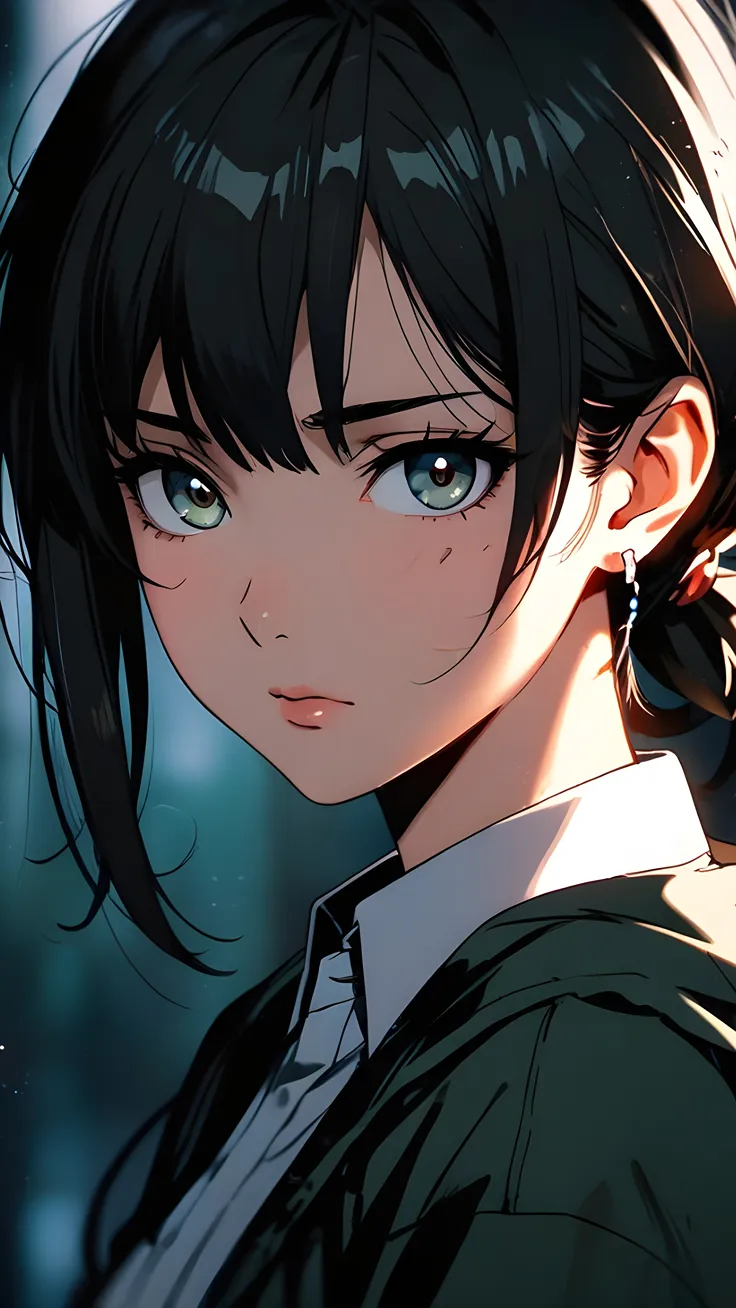 Anime beautiful girl with black hair ai