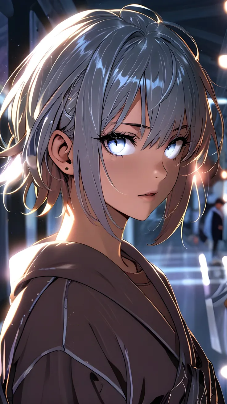 Anime girl with attractive eyes ai