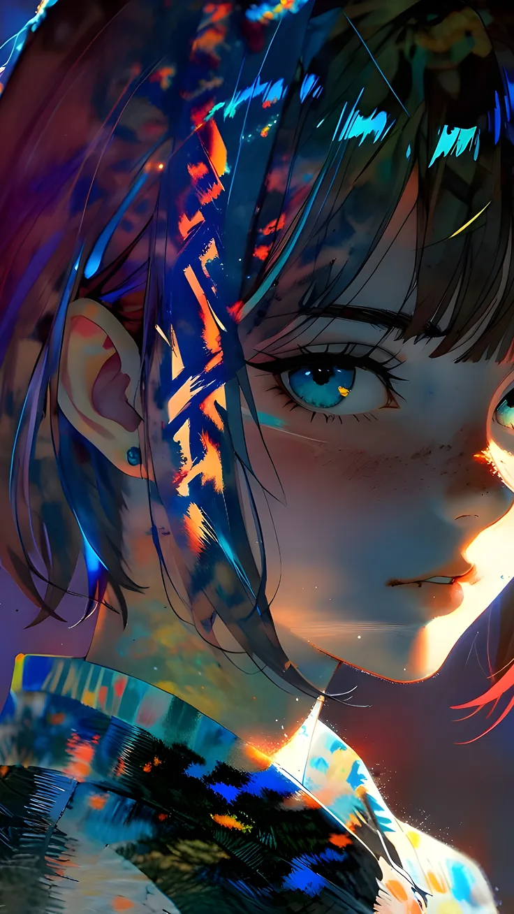 Anime girl with ble Cristal light ai