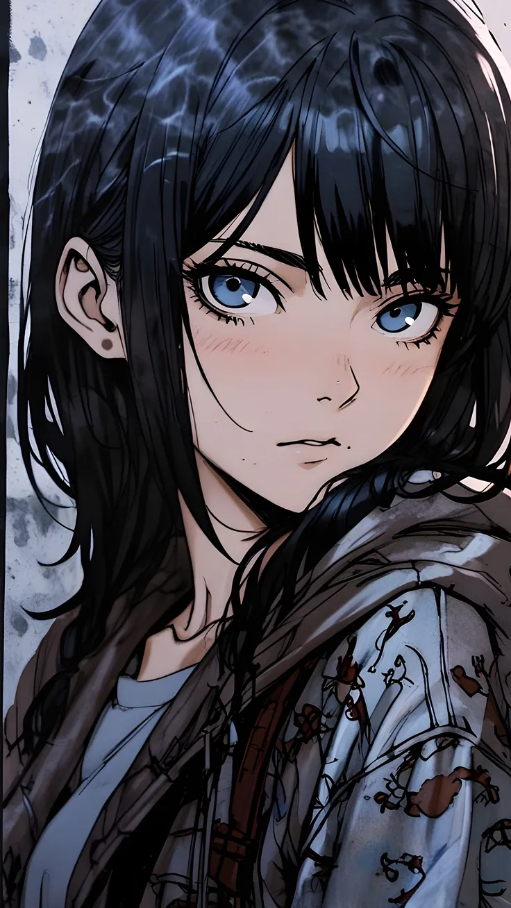 Anime beautifull girl with black hair ai
